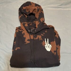 Black tie dye Skull peace sign hoodie